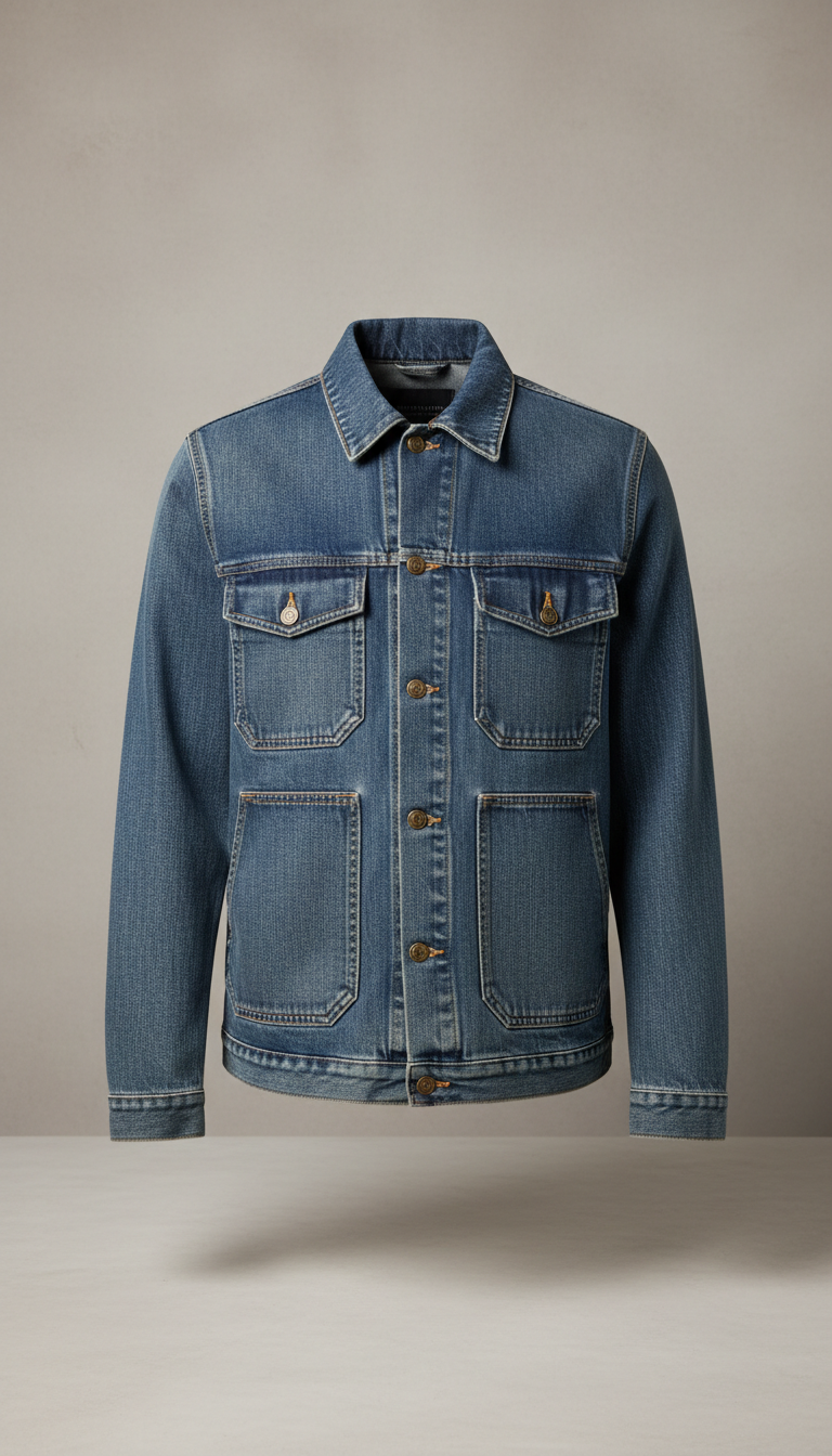 Washed Denim Cargo Pants